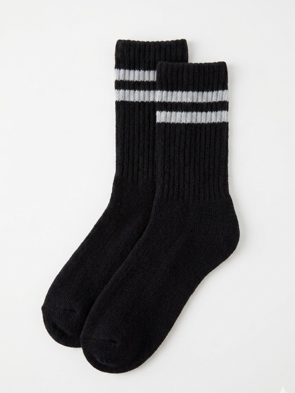 American Trench Retro Mono Stripe Crew Socks Black OSFM